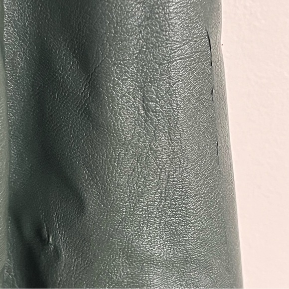 Women’s Juniors Harmony & Havoc Faux Leather Jacket Hooded Zipper Size XL Green - Picture 7 of 11